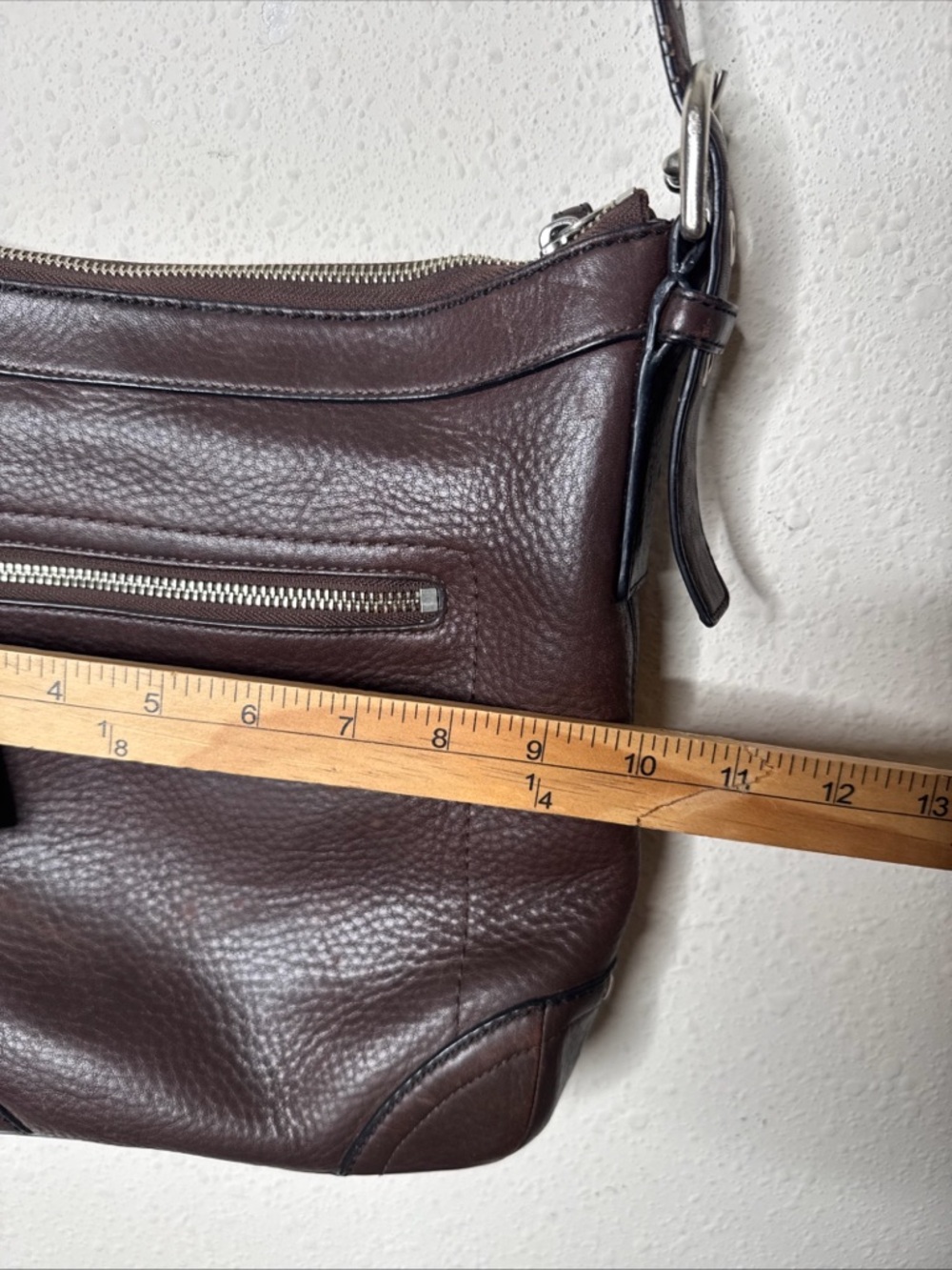 COACH PEBBLE Brown Leather Silver Tone Hardware CROSSBODY Bag F12319 - Picture 11 of 15